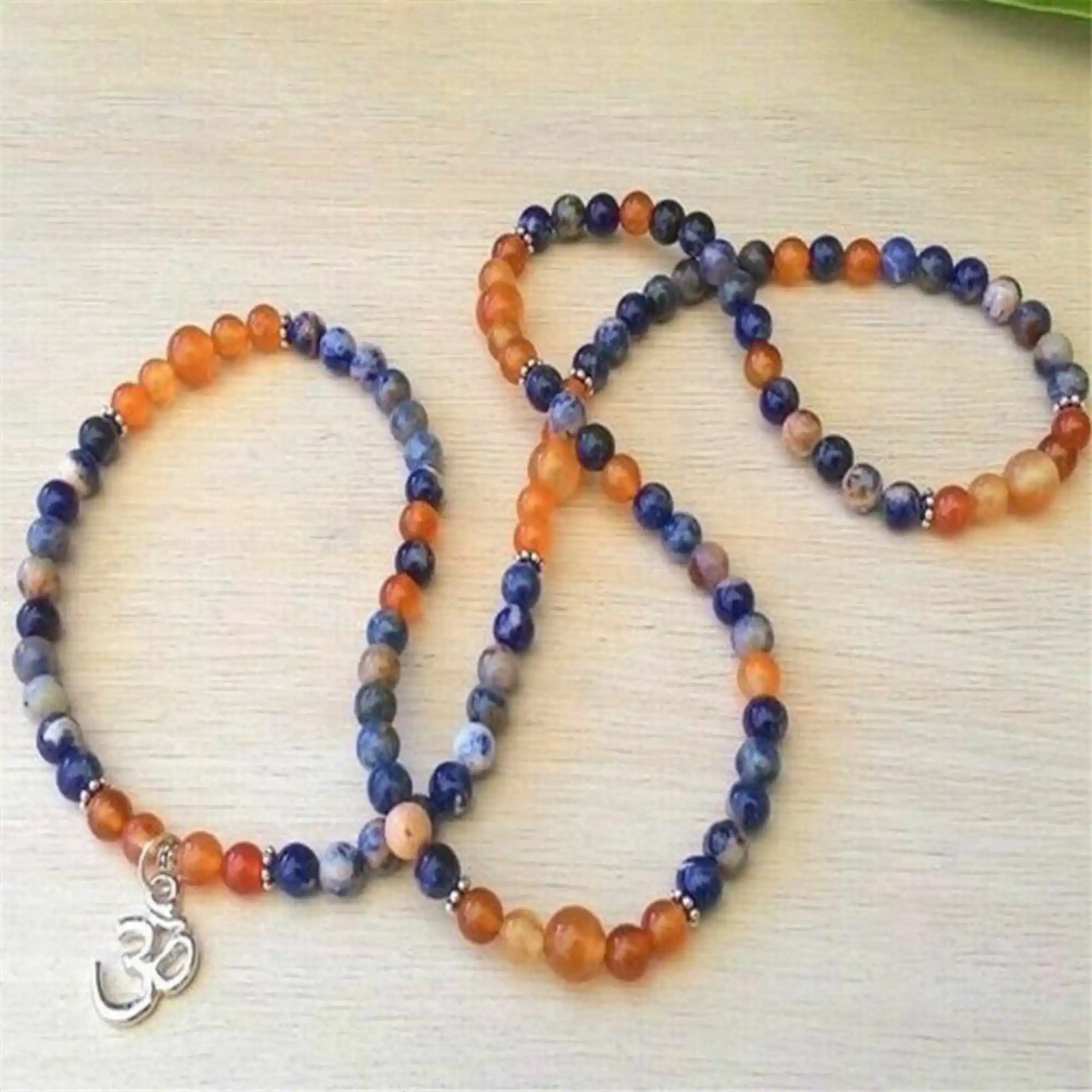 

Natural 6mm Orange Agate Bracelet 108 Beads Buddha Pendant Link Jewelry Party Teens Artisan Men's Wrap Unisex Prayer