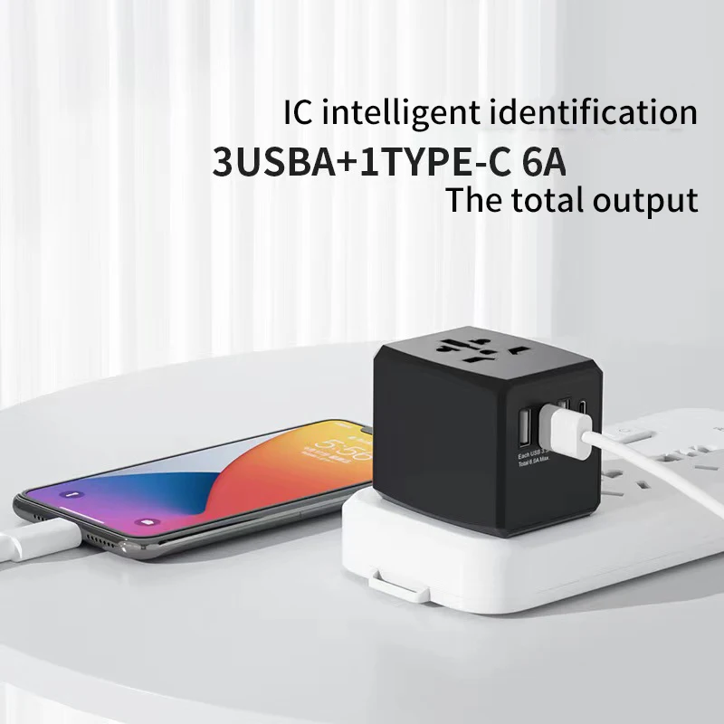 Universal Travel Adapter with 3 USB and 1 Type C Charger Power Adapter