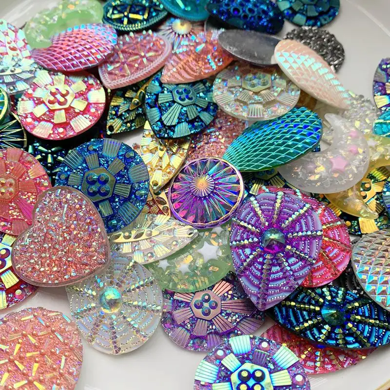 

Wholesale Each size AB Resin oval shell Flat back Rhinestone beads scrapbook ornaments diy wedding crafts -HB97