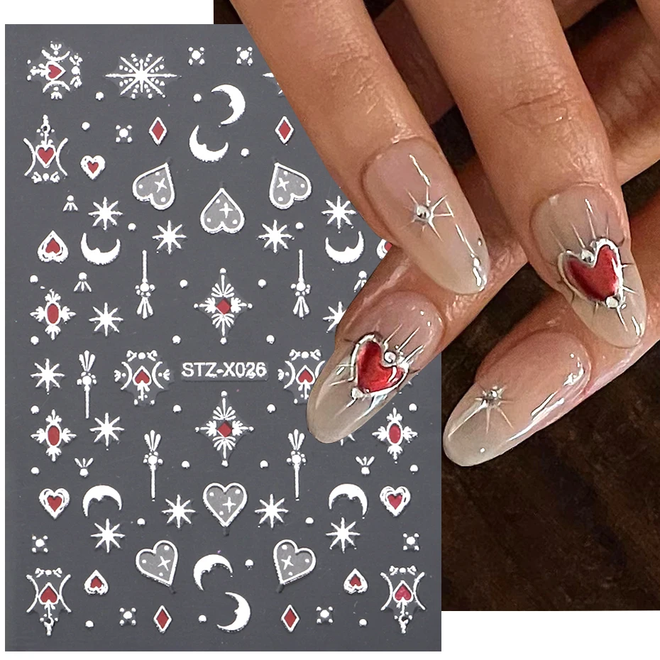 3D Metal Silver Flame Nail Stickers Bronzing Chrome Stripe Line Sliders Design Manicure French Nail Art Decoration Y2K Decals 6
