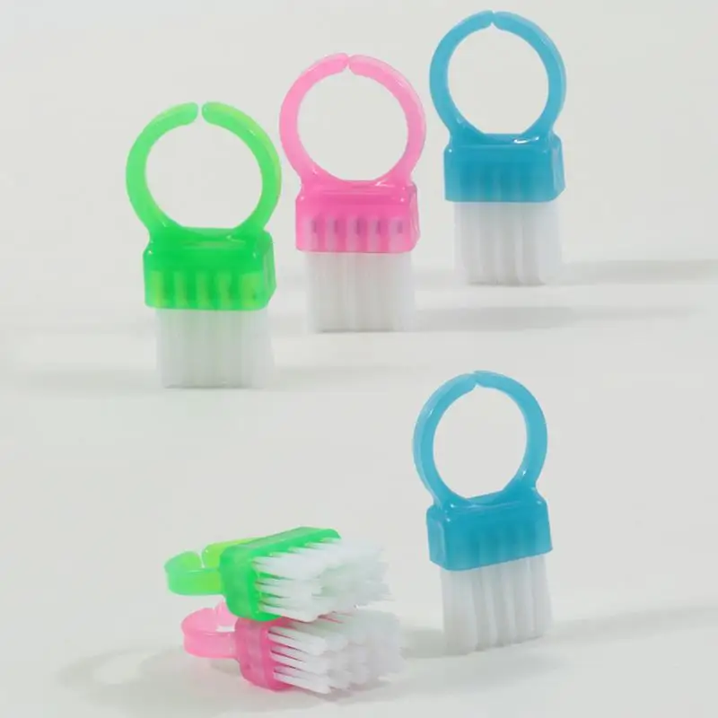 10 Stücke Nagelbürste 3 Farbe Ring Nail art Maniküre Pediküre Weiche Entfernen Staub Kunststoff Reinigung Nagelbürsten Maniküre Pflege Werkzeuge – Detail 7