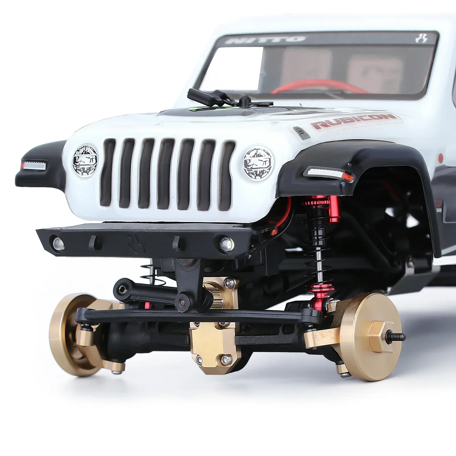 휠부품 허브 1/10 타이어 휠, 몬스터 트럭 타이어 휠, RC 자동차 크롤러 - Traxxas Scx10 버기, 120mm, 125mm, 130mm, 4개 세트, 12mm 11 INJORA-황동 카운터 웨이트 스티어링 너클 휠, 육각 충격 흡수기 액슬 커버, RC 크롤러 자동차 축 SCX24 업그레이드 부품용