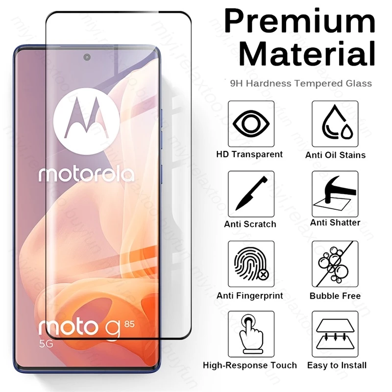 Full Glue Curved Tempered Glass Case For Motorola Moto G85 MotoG85 G 85 85G 5G XT2427-3 6.67" Screen Protector HD Film 999D screen protector,tempered glass
