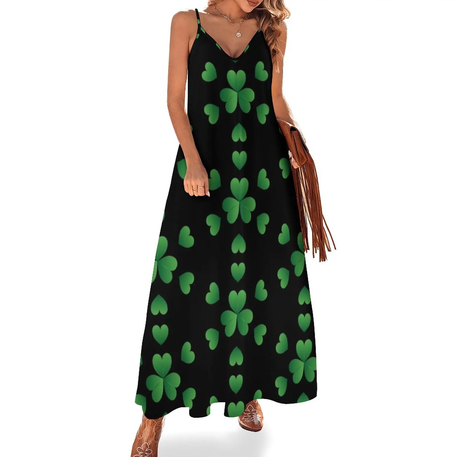 

New Clover and green hearts - geometric pattern Sleeveless Dress summer woman dress 2023 summer dress woman 2023