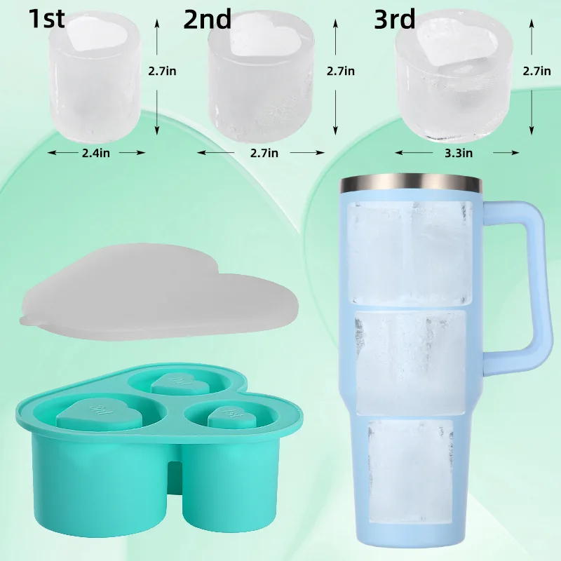 Stanley Accessories Summer Ice Mould Cube Trays Ice Making Beverage Cup Maker Heart-shaped Silicone Molds for Stanley Cup