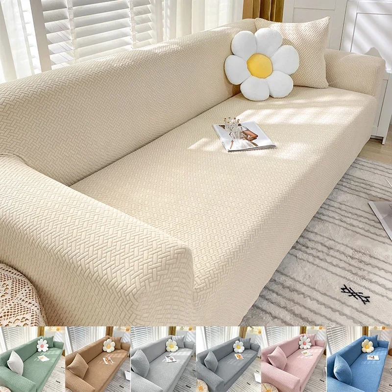 

1/2/3/4 Seater Jacquard Elastic Sofa Covers Slipcover For Living Room Stretch Polar Fleece Armchair Corner Couch Cover L Shape