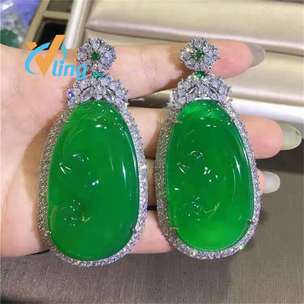 Wholesale High Ice Chalcedony 925 Inlaid With Full Diamond Chalcedony Ruyi Pendant Chain JewelryFashion Gift Charm Retro Amulet