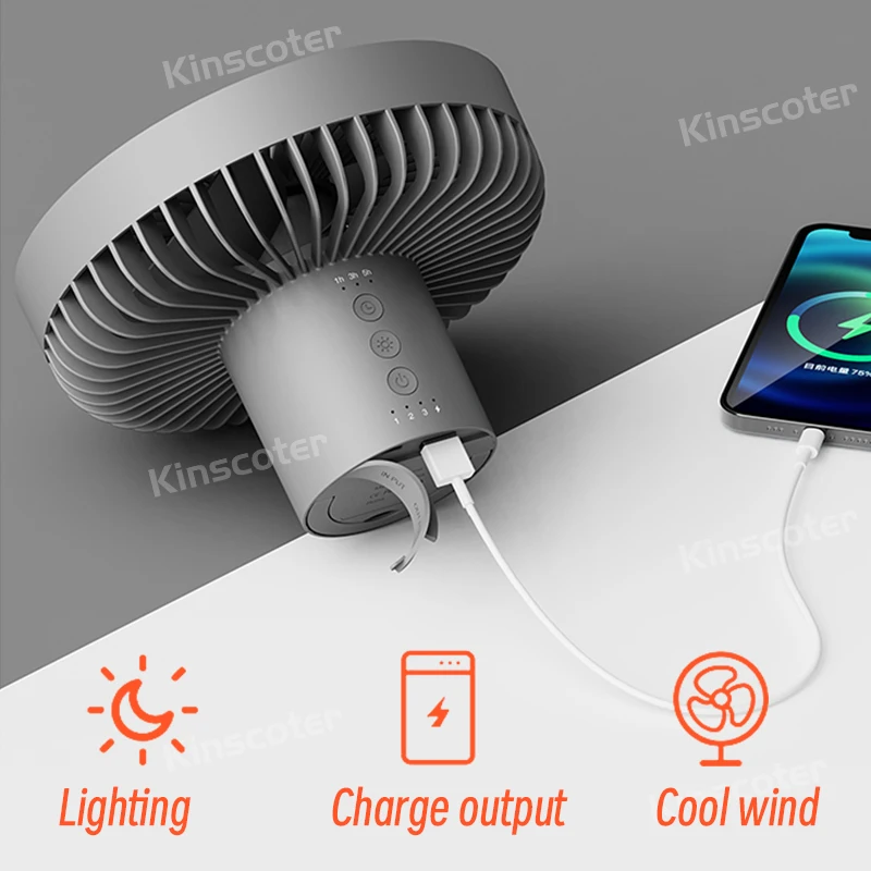 10000mAh 4000mAh Camping Fan Rechargeable Desktop Portable Circulator Wireless Ceiling Electric Fan with Power Bank LED Lighting BEST SELLERS