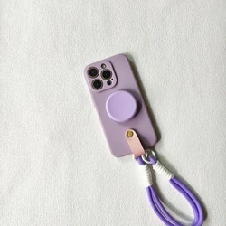 Universal Silicone Phone Case with Lanyard Wrist Strap and Stand Functionality for S21 Plus (C)