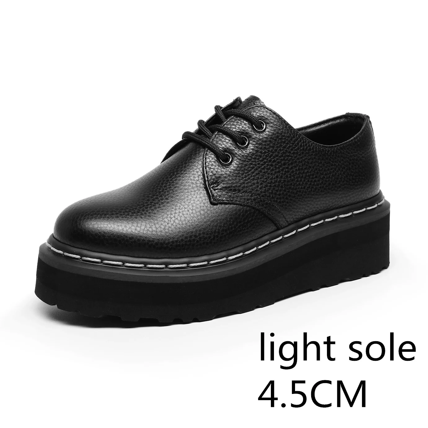 Leather mary jane shoes Unisex platform cowhide women's and men's leather shoes thick sole black Mary Jane shoes size 34-44