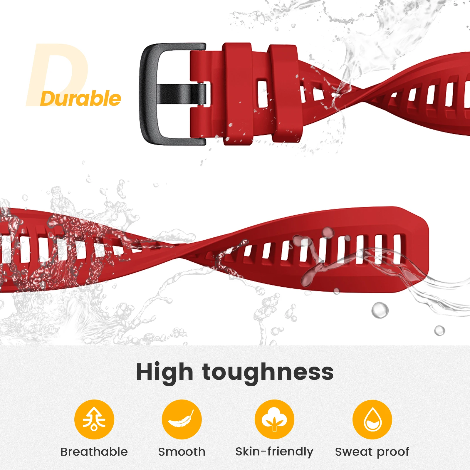Garmin 22mm Silicone Sport Wristband - Soft Rubber Strap Belt