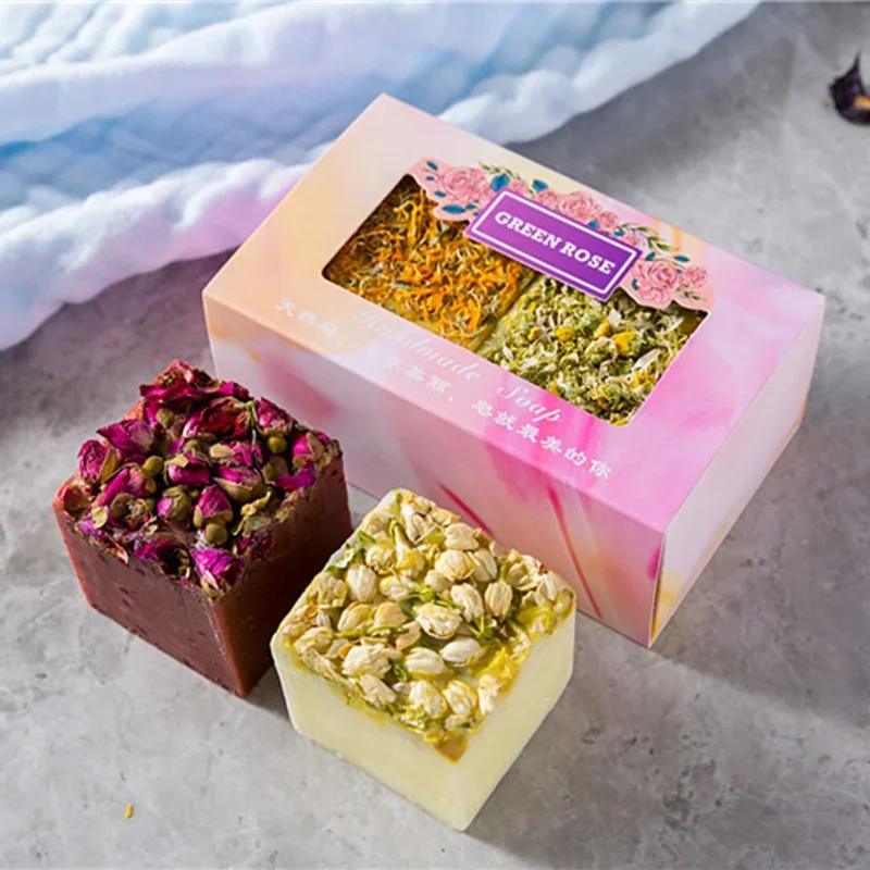 Flower Soap Dry Flower Essential Oil Soap Face Hand Nourishing Skin Care Cleansing Handmade Bath Soap Natural Herbal