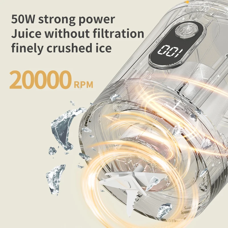 Portable Blender 600ML Electric Juicer Fruit Mixers USB Rechargeable Smoothie Outdoor Fresh Fruit Blender Personal Juice