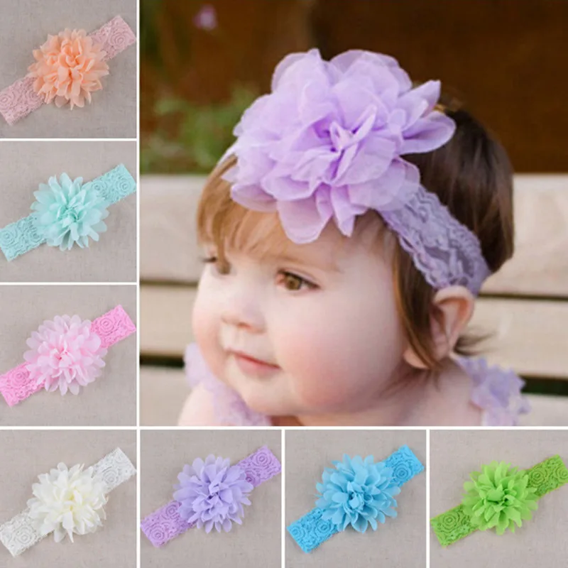  머리띠 소녀 꽃 꽃  어린이 붕대 고무 헤어 액세서리 Hairbands 의류 Turban 활 사진