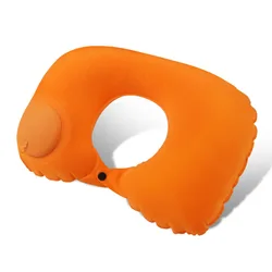 Compact Inflatable Travel Neck Pillow with Ergonomic Support (ORANGE)