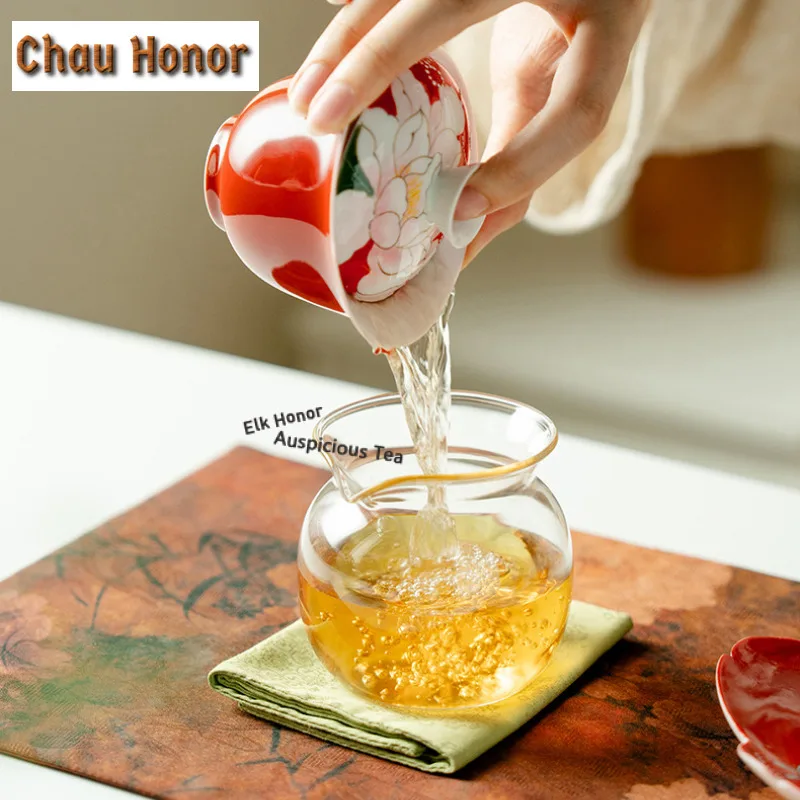 120ml Hand-painted Butterfly Peony Red Gaiwan Vintage Tea Tureen Household Tea Bowl With Lid Kit Tea Brewing Cover Bowl Teaware