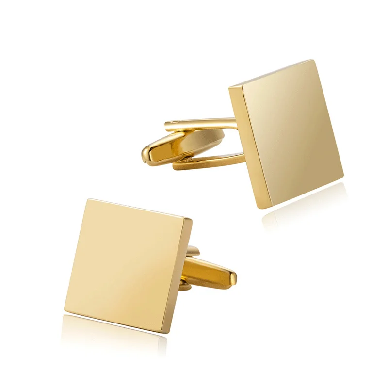 New Three Color Square Plated Smooth Metal Business Men's Cufflinks Fashionable And Simple French Shirt Cufflinks_voghion.com