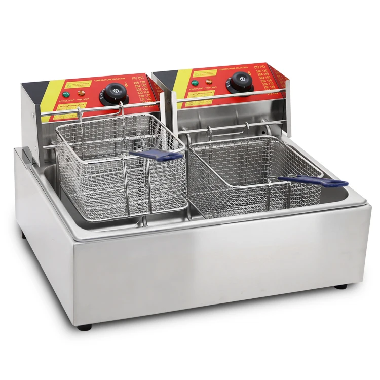 

kitchen equipment double tank electric deep fryer with timer
