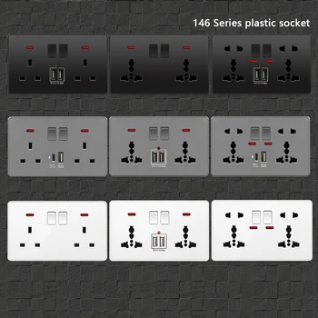 범용 C타입 플러그 고속 충전 5 핀 듀얼 전원 소켓, 영국 표준 13A 벽 소켓, DC 5V 3.1A C타입 USB 충전기 포함, 18W