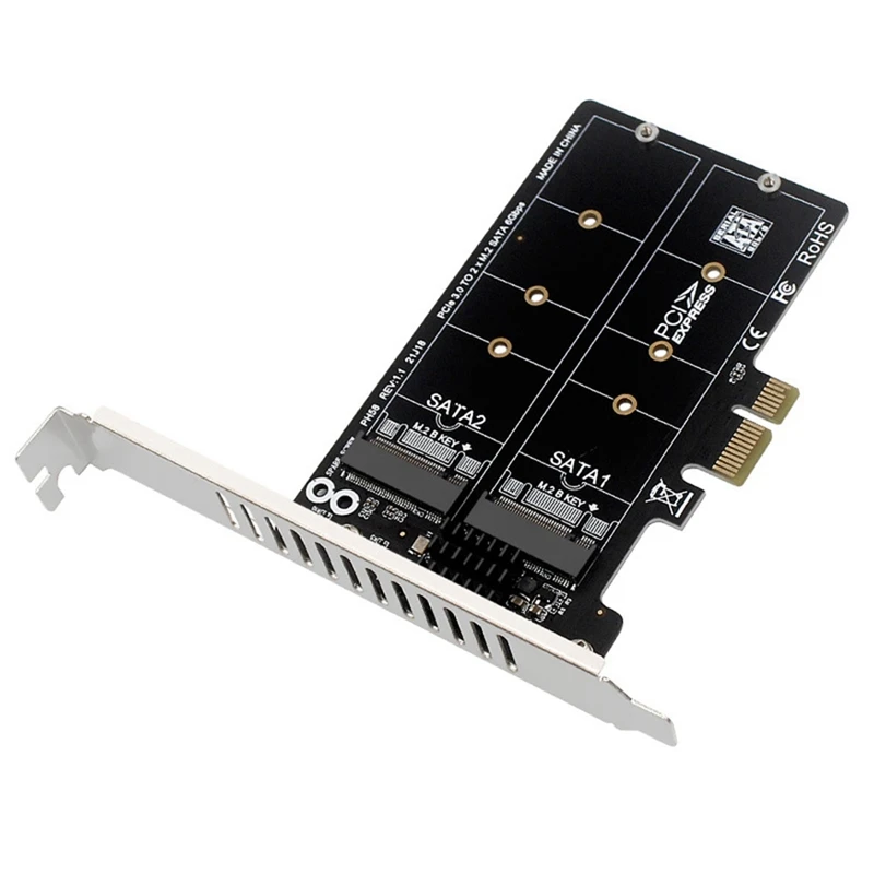 

Конверсионная карта M.2 SATA в PCIE, Двухдисковая массив, RAID Плата расширения JMB582, поддержка чипсета SSD