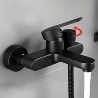 ก๊อกน้ําอ่างอาบน้ํา ก๊อกน้ําอาบน้ําสีดํา วาล์วผสม เปิดด้านข้าง ก๊อกน้ําสามตัว ก๊อกผสมร้อนและเย็น อุปกรณ์ห้องน้ํา 2