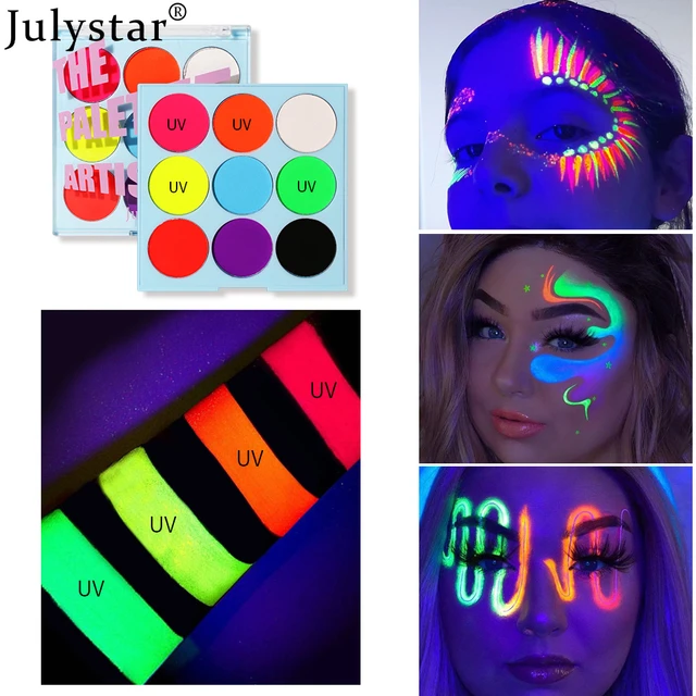 New 9 Colors Neon Fluorescent Body Paint Grow In The Dark Face Painting  Luminous Acrylic Paints Art For Halloween Body Painted - Body Paint -  AliExpress