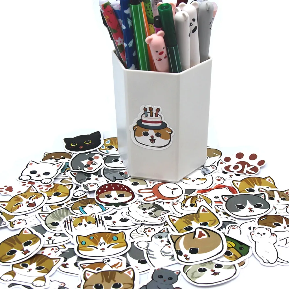 50 Autocollants Drôles De Chats : Autocollants En Vinyle Imperméables - France