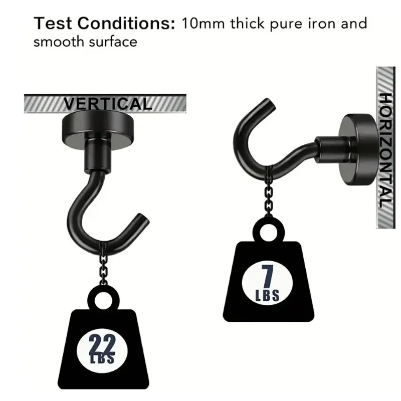 Magnetic Hooks 6Pcs 15 Lbs (Approx 7Kg) Indoor Hangings for Kitchens Workplaces Offices and Garages