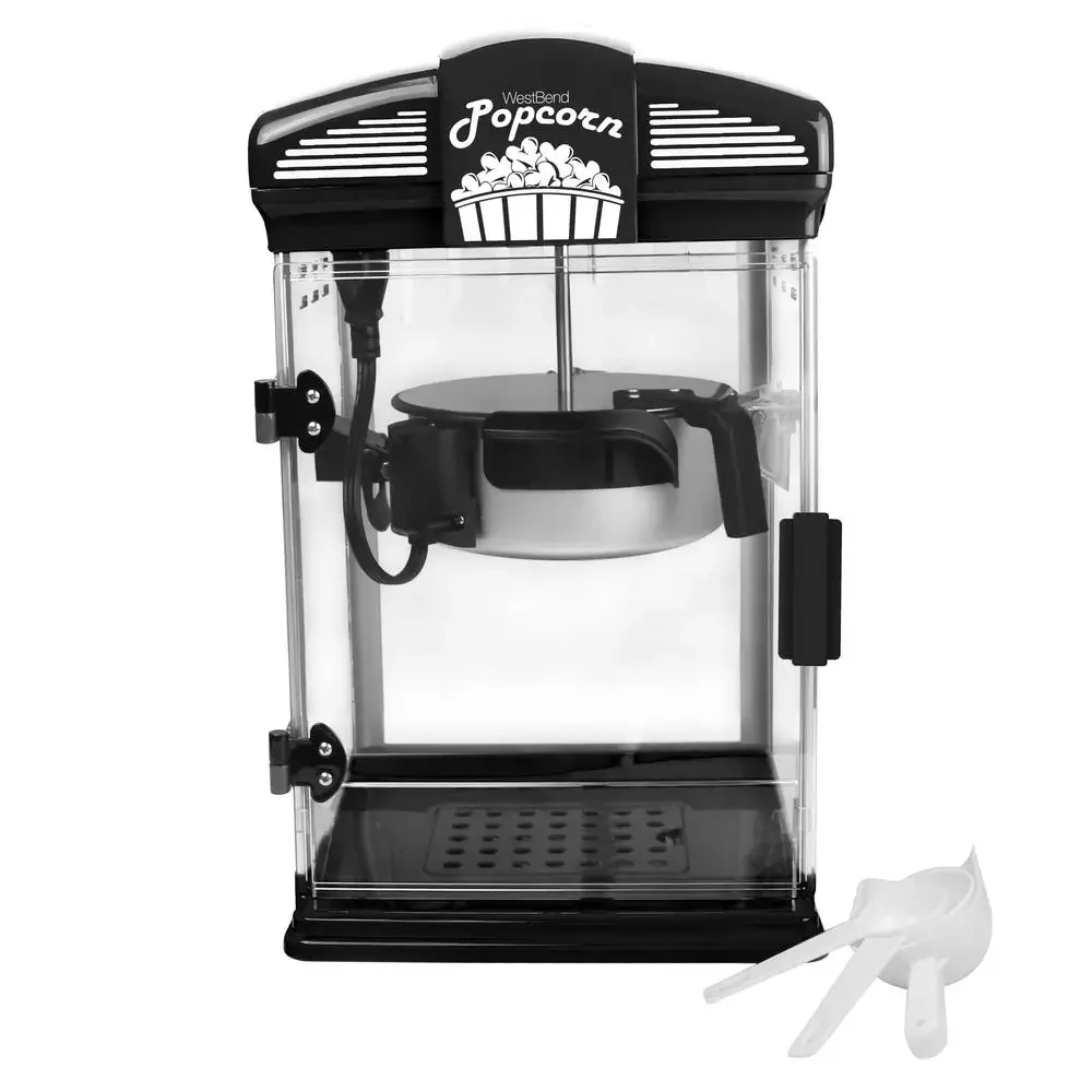Nonstick Kettle Popcorn Maker with Measuring Cup and Scoop 4 Qt Theater Style Black Hot Oil Popping Easy Cleanup and Storage 2
