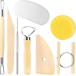 Comprehensive Pottery and Clay Sculpting Tools Set - 42/61-Piece Kit for Artistic Crafting and Carving (8pcs)