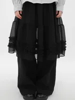 Chic Summer New Pure Color High-End Gauze Skirt f-length See-tough Puffy Bordered Midi Skirt Japanese Sle Casual Wear - Image 3