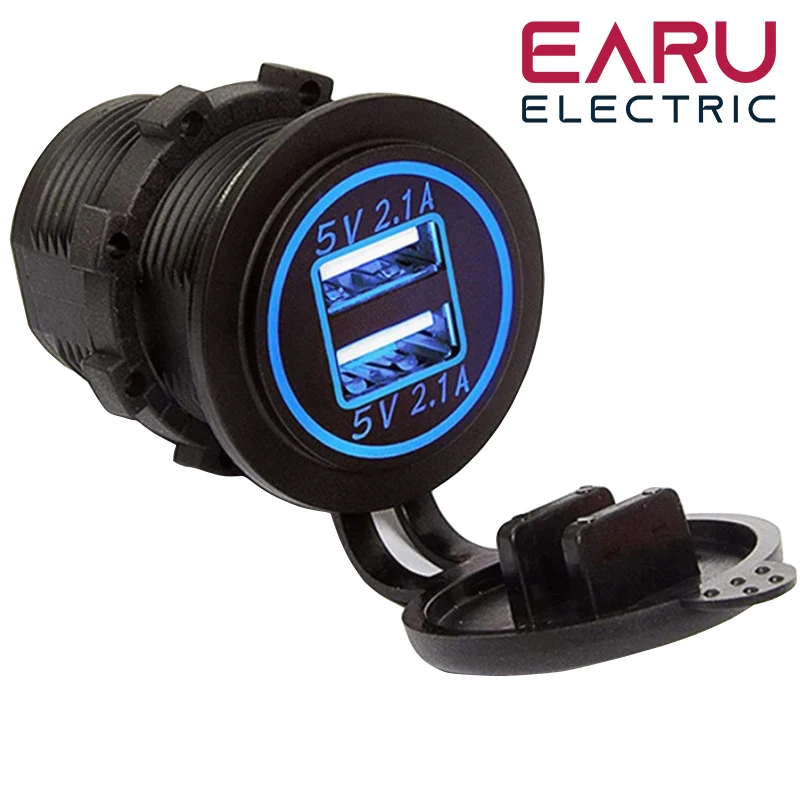 Encendedor de cigarrillos USB Dual para coche y motocicleta, enchufe de salida LED, 4.2A, 12V-24V