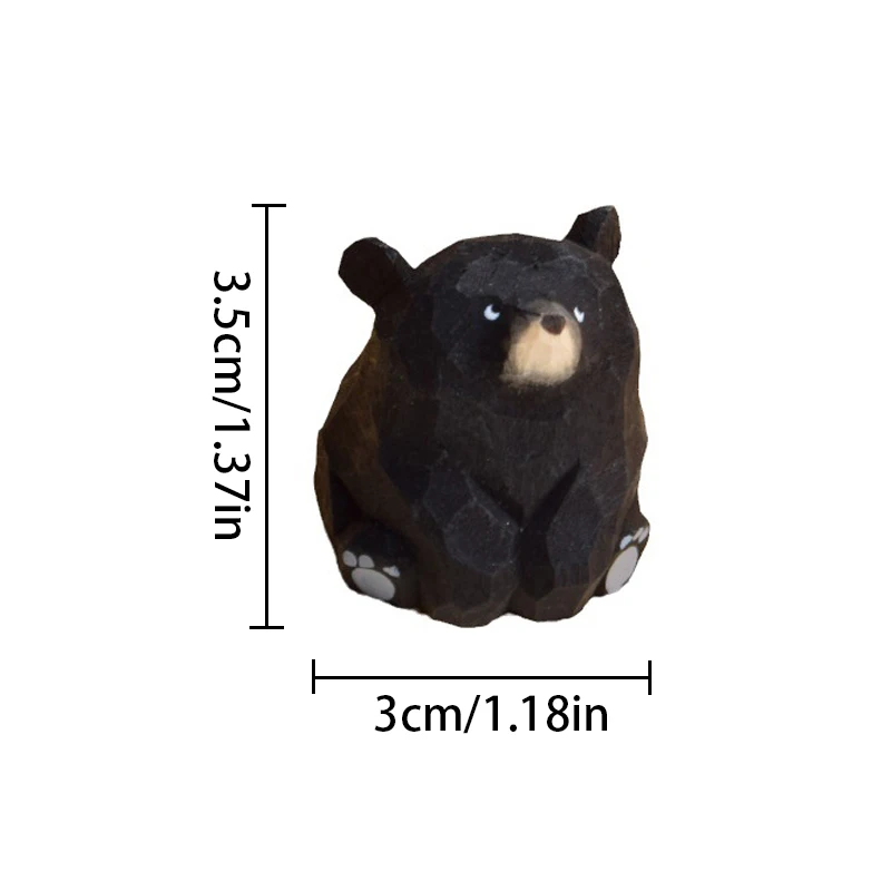 1Pcs Cute Mini Wooden Bear Miniature Solid Wood Hand Carved Bear Figurines Polar Bear Crafts Ornaments Tabel Decorate Kids Gifts images - 6