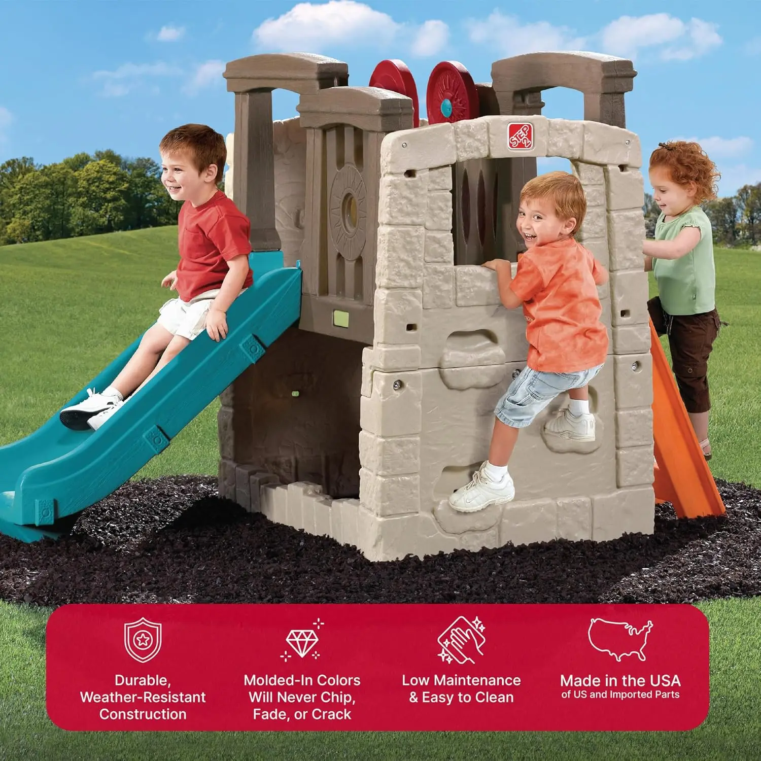 Woodland Climber II Kids Playset, Ages 2 &ndash;6 Years Old, Toddler Slide and Climbing Wall, Outdoor Playground for Backyard, Sturdy