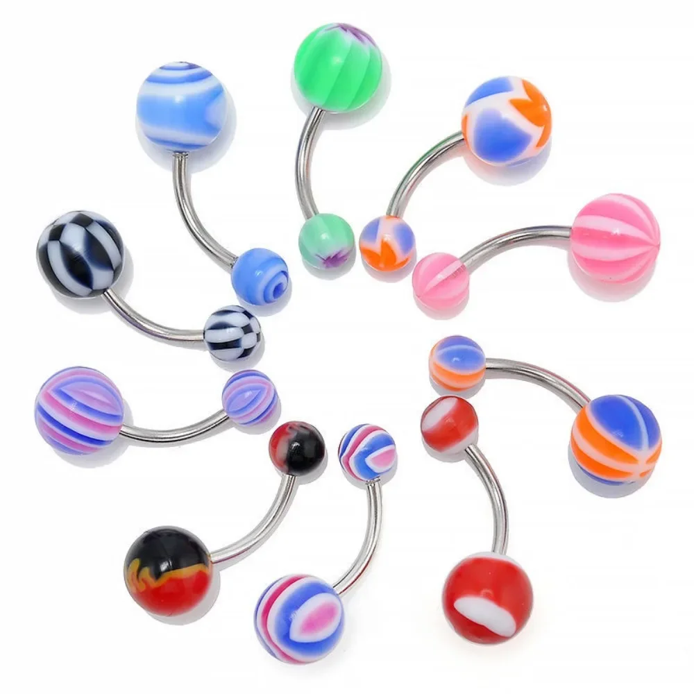 Fashion Mix Color Acrylic Stainless Steel Belly Button Piercing 30/50PC Navel Ombligo Piercing Body Jewelry piercing jewelry belly button piercings body piercing jewelry body jewelry