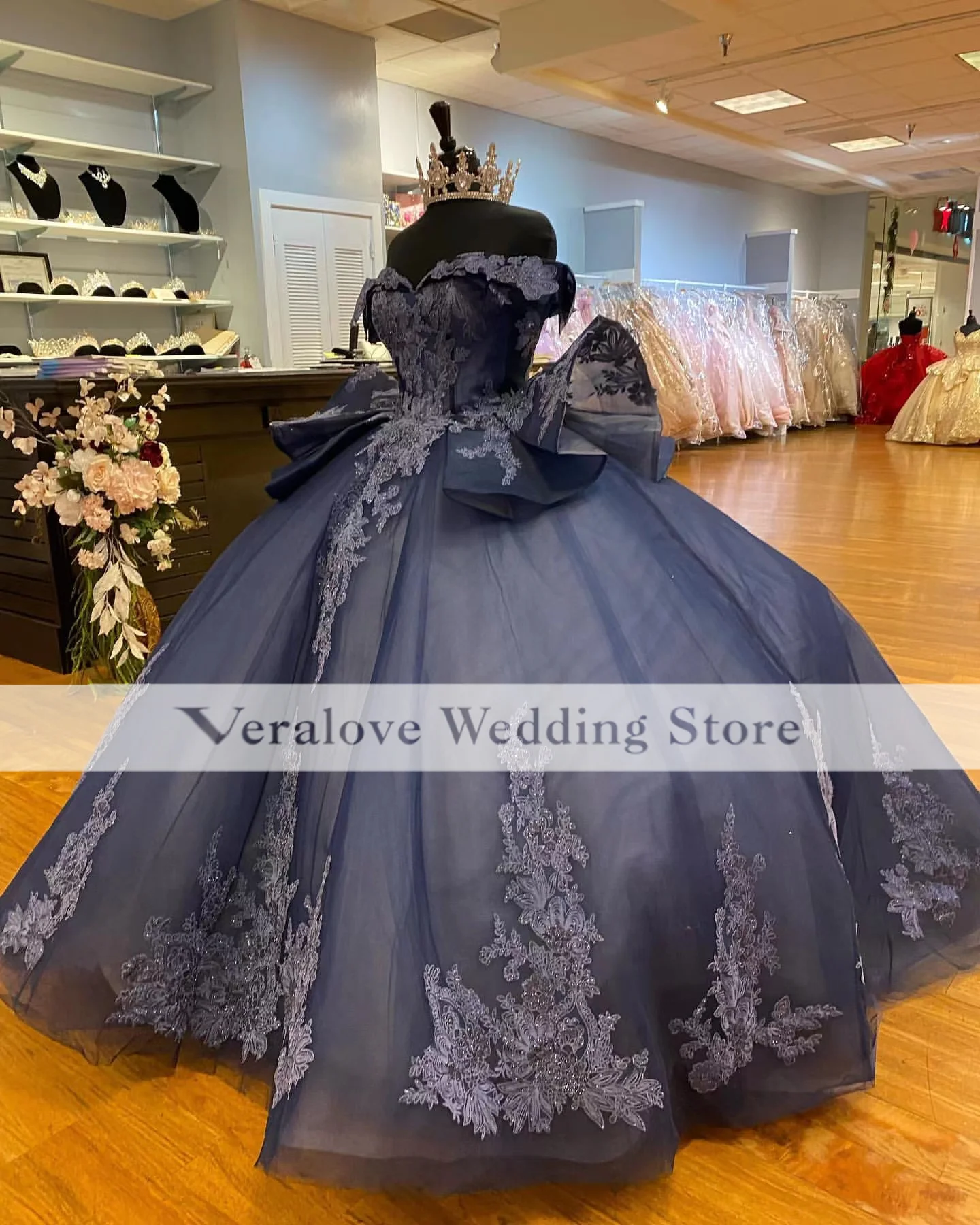 Vestidos De XV Anos Quinceanera Dress Shoulder Bow Tie appiques ߽ Ʈ 16 Dress Prom Party Wear