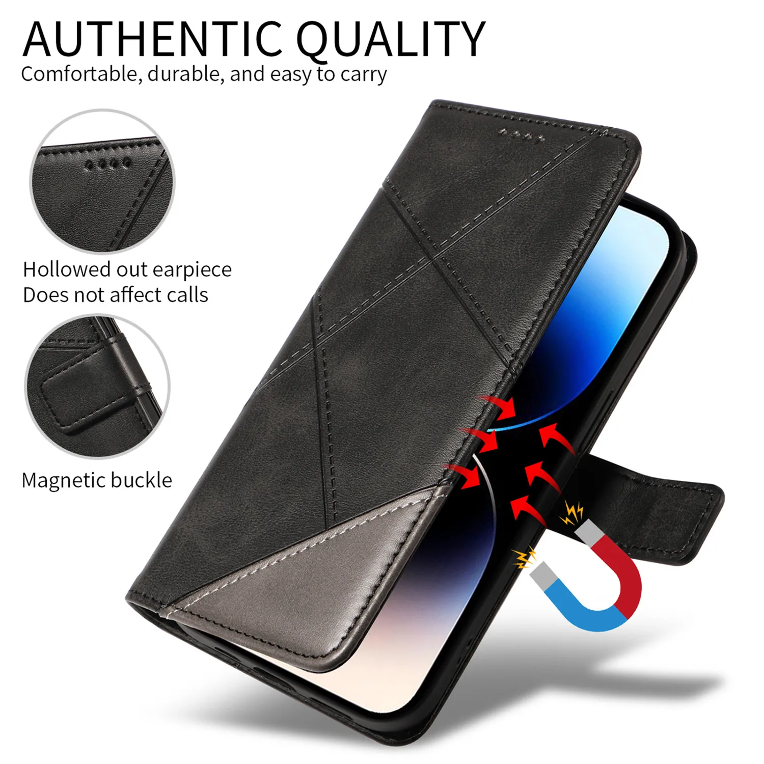 Leather Flip Stand Wallet Case - Elegant and Functional Design