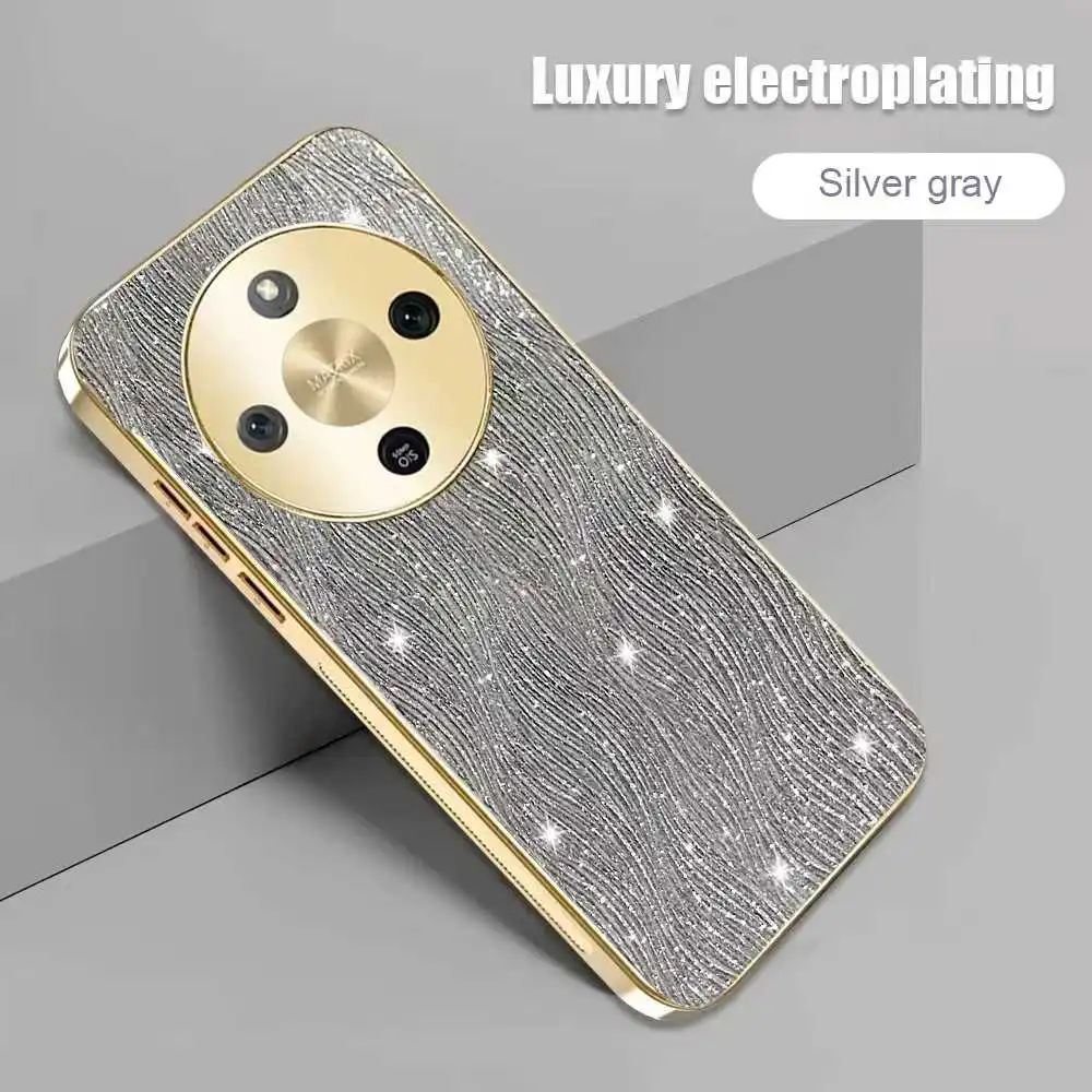Glitter Electroplating Ripple Pattern Anti-Fall Case with Skin Feel Finish