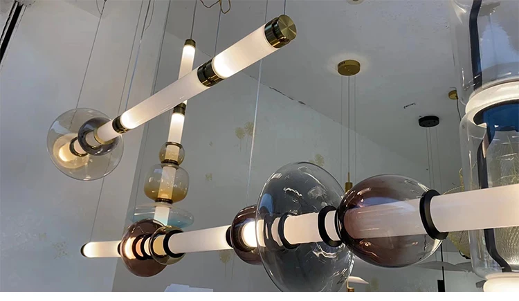 Nordic Style Designer Stained Glass LED Chandelier