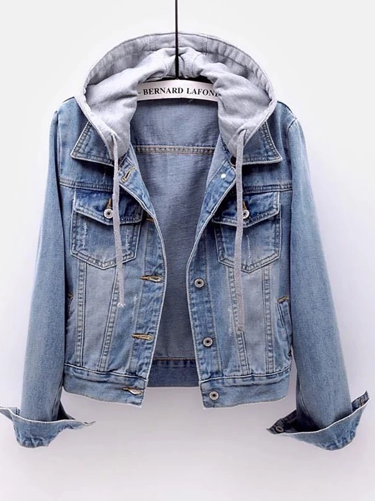 

2023 New Fleece Warm Winter Jean Jacket Female Pockets Button Soft Hooded Warm Outerwear Fashion Slim Denim Coats for Women