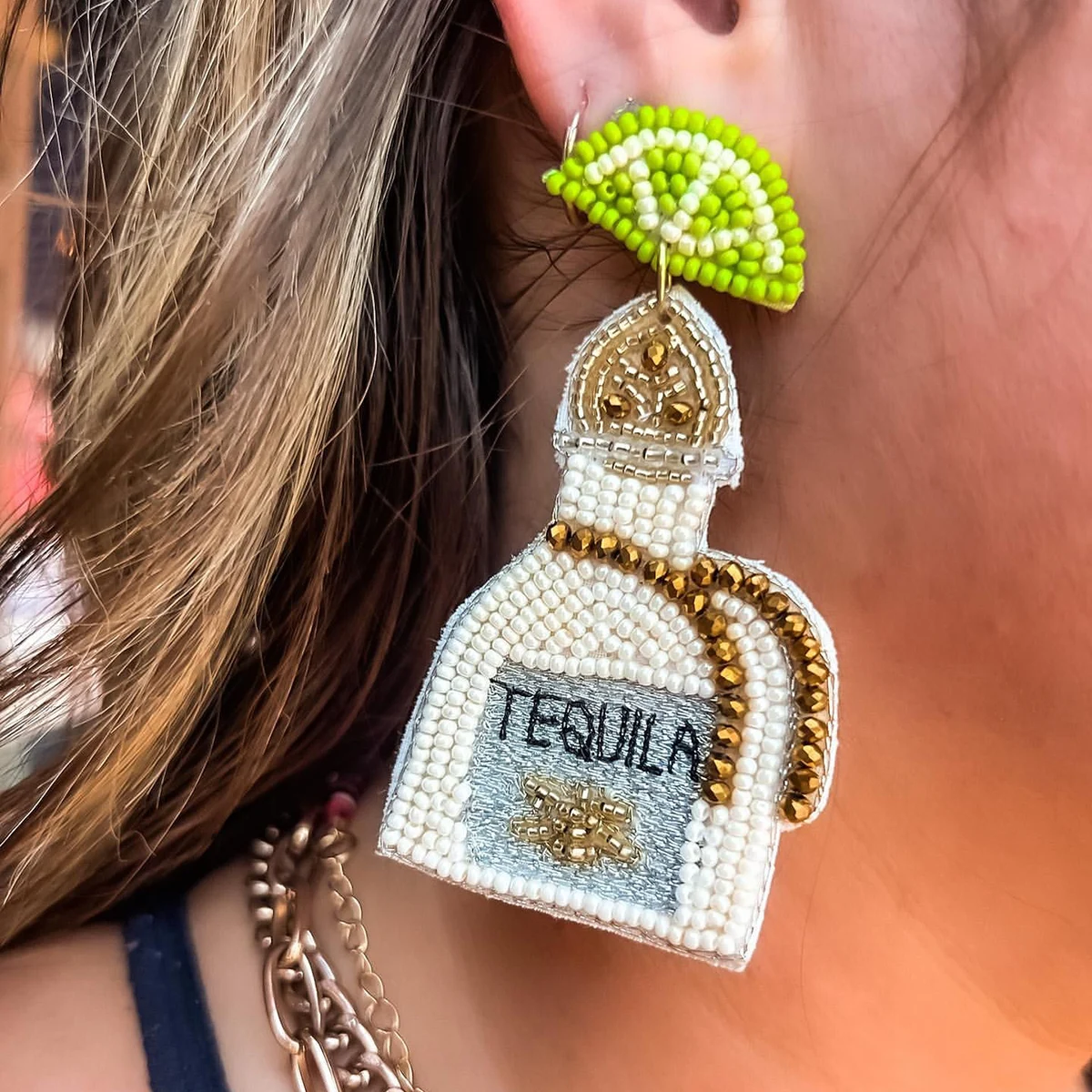 MiwensWhiteTequilawithLimeEarringsForWomenHandmadeChampagneBottleEarringsHigh
