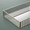 Makeup Storage Tray Glass Transparent Cosmetic Organizer Metal Perfume Lipstick Stand Rectangle Dresser Decoration Tray for Home 5