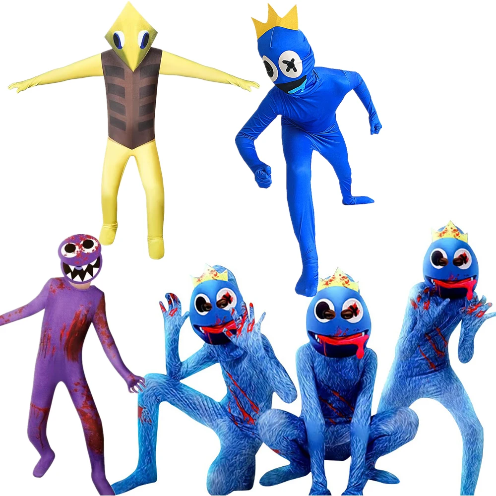 2024 Halloween R-Rainbow Friends Costume Kids Boys Blue Monster Wiki Cosplay Horror Game Tuta Canival Birthday Party Costume