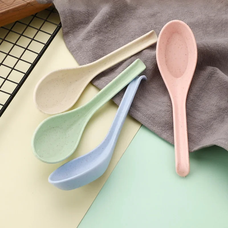 Japanese Kitchen Utensil Plastic Soup Spoon Set Creative Dessert Milk Stirring Tableware Dinner 4Pcs plastic spoon