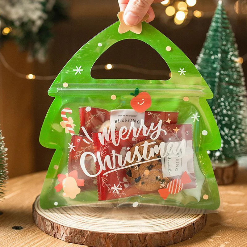 

HOT! 5Pcs Christmas Festival Gift Bags For Xmas Party Holiday Decor Candy Biscuit Chocolate Child Present Decoration Pouches