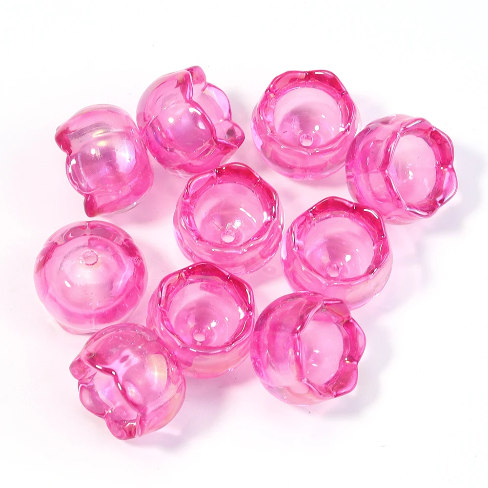 Elegant Lily of the Valley Transparent Acrylic Flower Beads - Set of 10