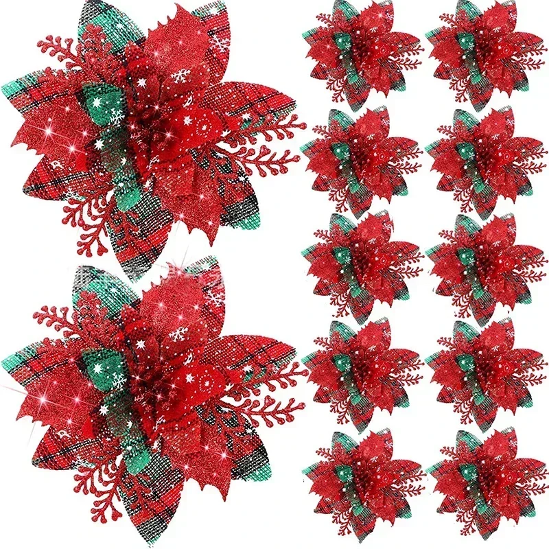 Glitter Christmas Flower Ornaments 5