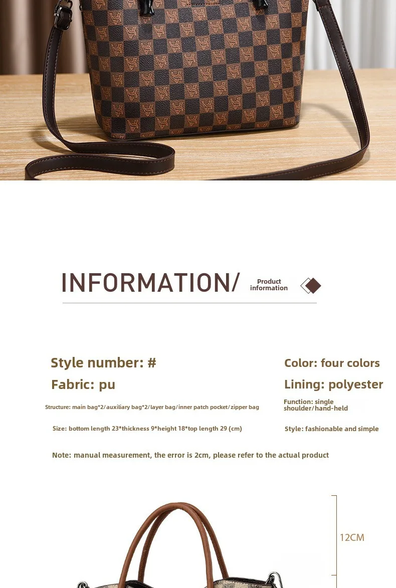 Classic Tote Bag Women's Shoulder Messenger Bag Versatile Style_voghion.com
