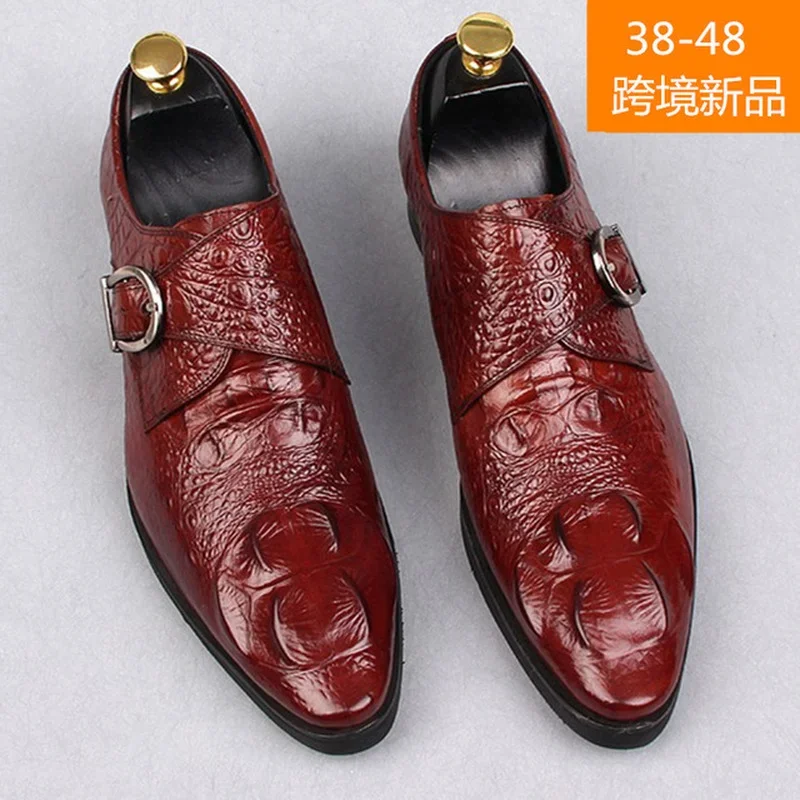 Men's Derby Shoes Business Loafers Gentleman Dress Shoe Faux Crocodile Pattern Leather Designer Shoes for Men Wedding