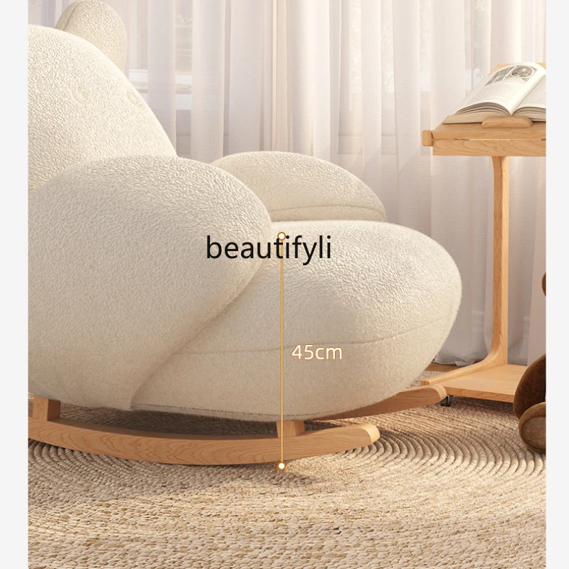 

White Rocking Chair Living Room Recliner Light Luxury Rocking Chair Adult Balcony Home Solid Wood Adult Leisure Chair